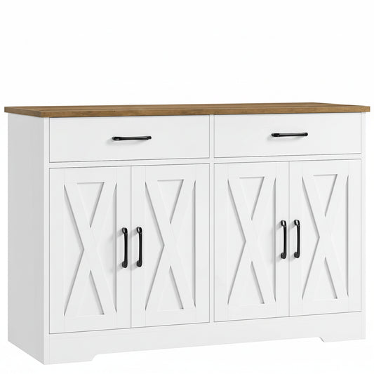 Buffet 120 cm 2 tiroirs 4 portes plateau anti-rayures - L'Écrin Verlaine Maison