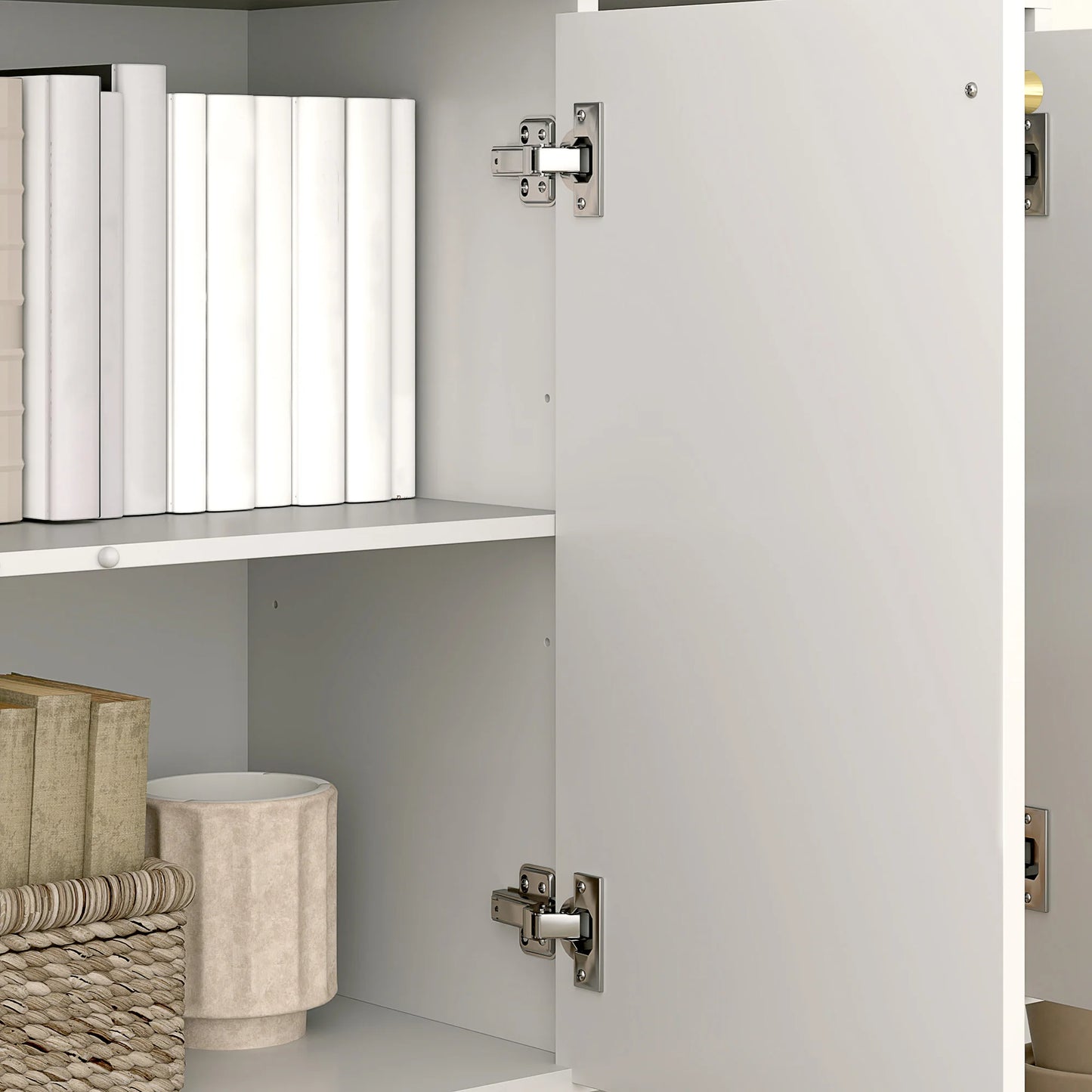 Buffet blanc portes voûtées détails dorés 106,5x35x77,5 cm - L'Ivoire Verlaine Maison