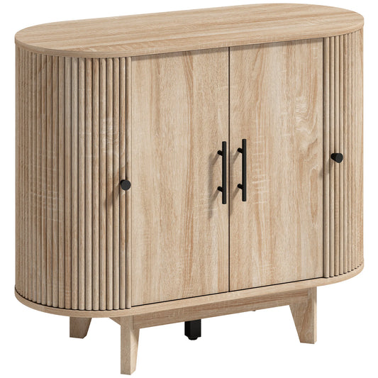 Buffet chêne clair 90x40x76 cm portes cannelées - L'Arcadie Verlaine Maison