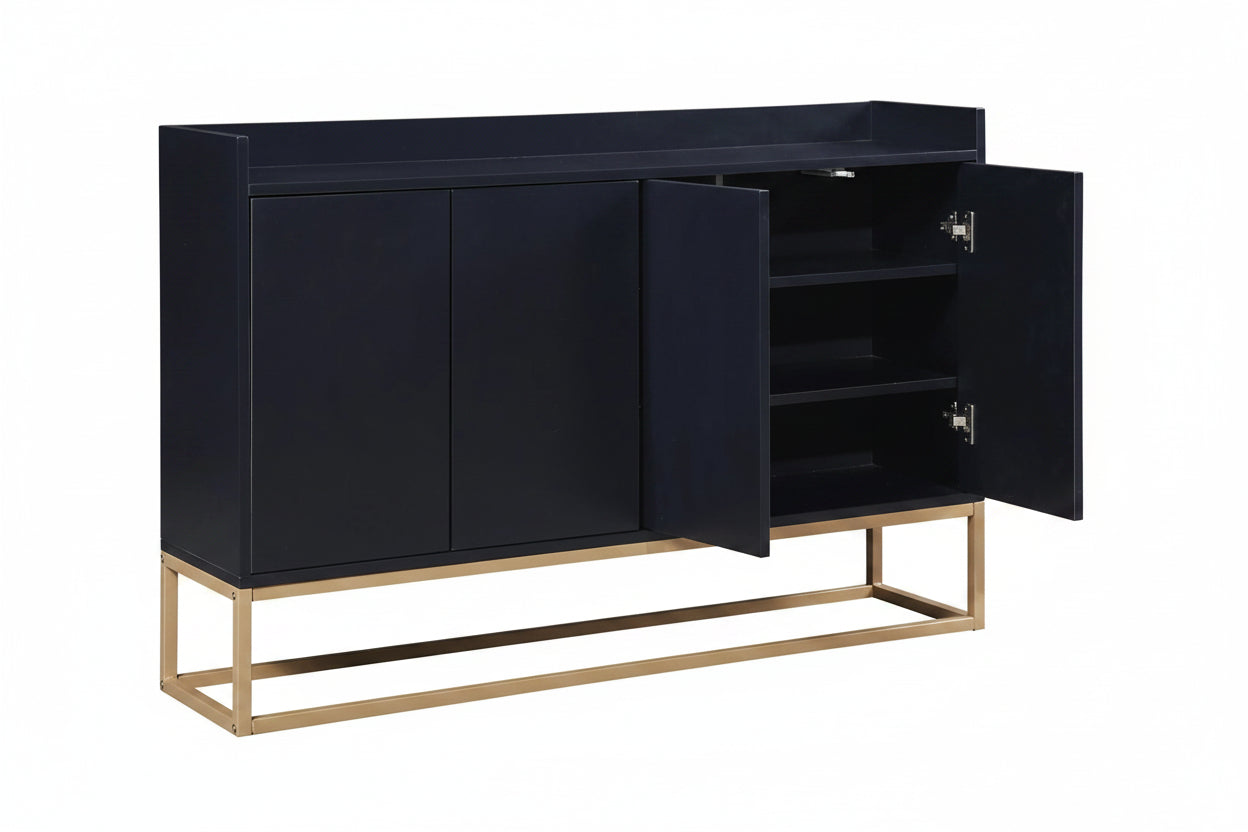 Buffet noir 120x30x80 cm structure métal sans poignée - Le Marais Verlaine Maison