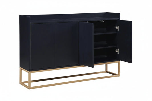 Buffet noir 120x30x80 cm structure métal sans poignée - Le Marais Verlaine Maison