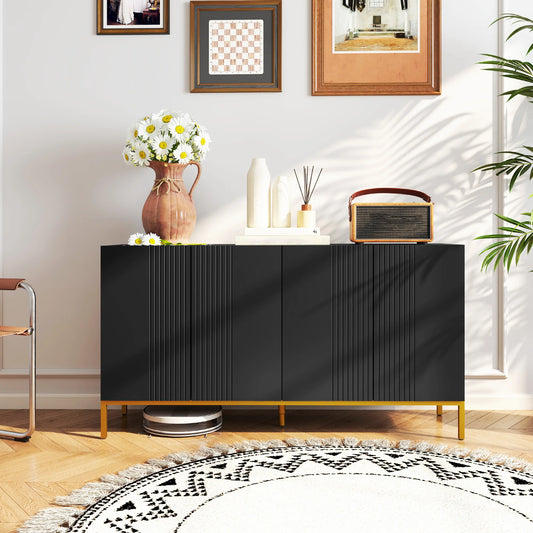 Buffet noir et doré design contemporain 140x40x75 cm - Le Faubourg Verlaine Maison