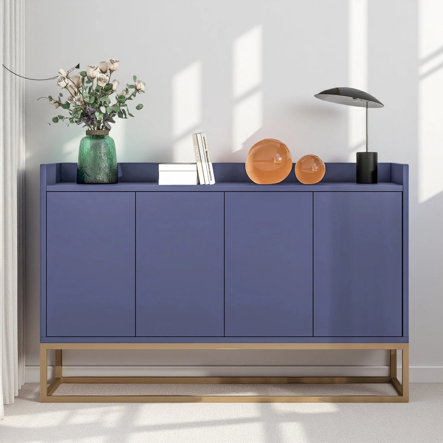 Armoire bleue 4 portes grand rangement - Le Vendôme Verlaine Maison