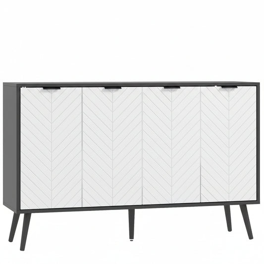 Buffet noir et blanc 120x35x77,4 cm motif chevrons - Le Duetto Verlaine Maison