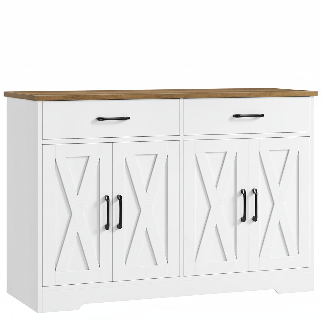 Buffet 120 cm 2 tiroirs 4 portes plateau anti-rayures - L'Écrin Verlaine Maison