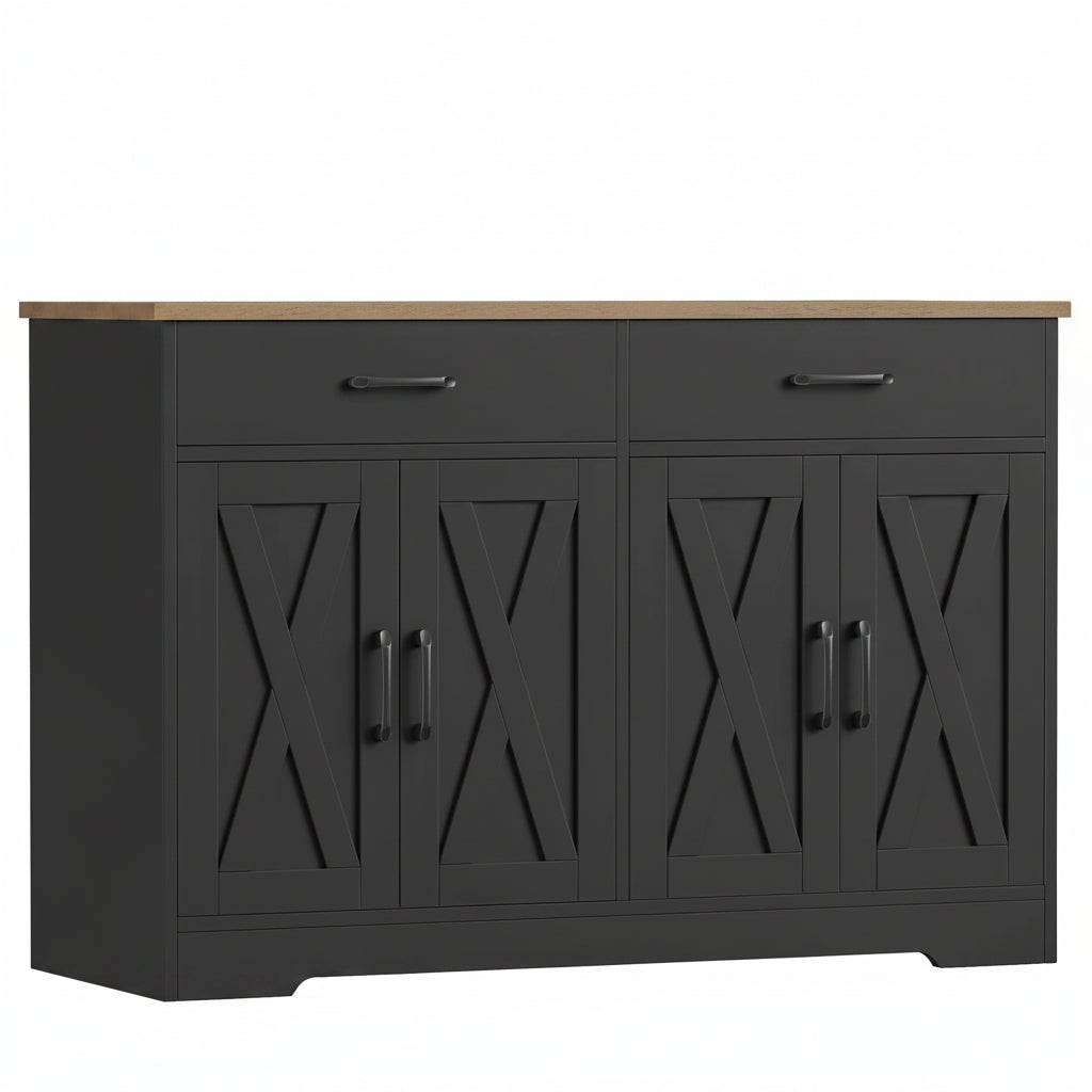 Buffet 120 cm 2 tiroirs 4 portes plateau anti-rayures - L'Écrin Verlaine Maison