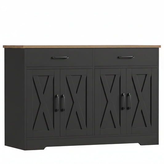 Buffet 120 cm 2 tiroirs 4 portes plateau anti-rayures - L'Écrin Verlaine Maison