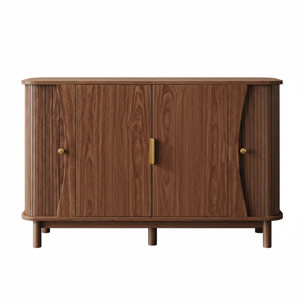 Buffet finition noyer 140x40x88 cm portes coulissantes - Le Solane Verlaine Maison