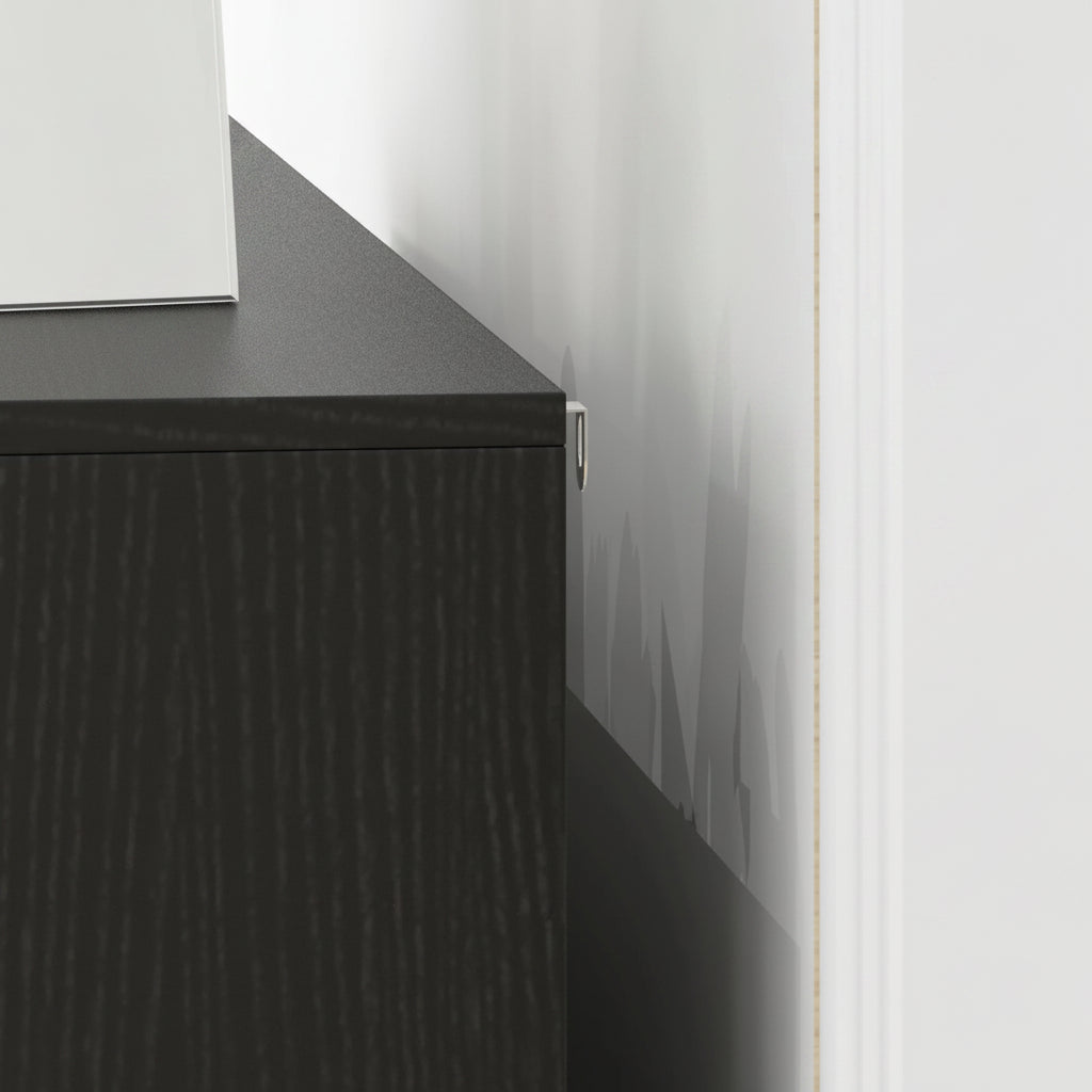 Buffet noir et blanc 120x35x77,4 cm motif chevrons - Le Duetto Verlaine Maison