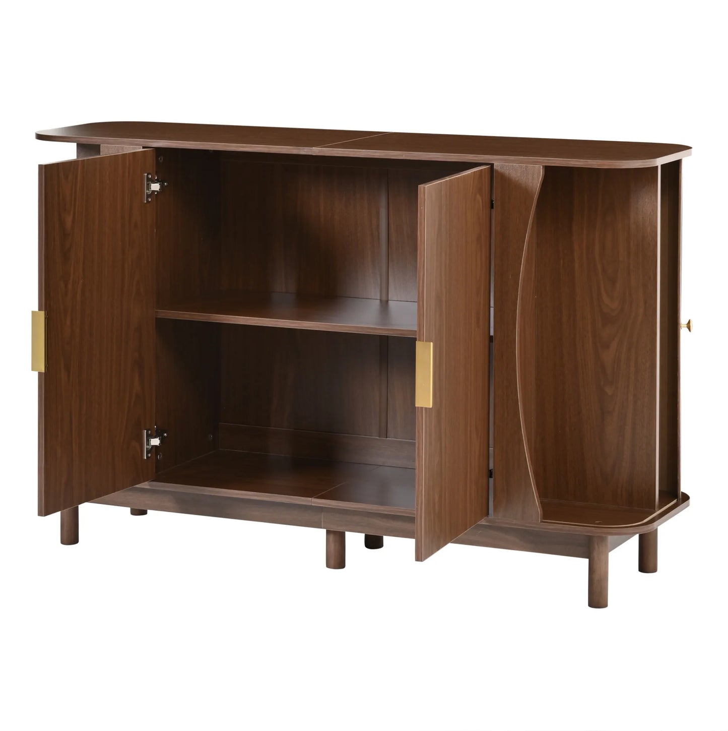 Buffet finition noyer 140x40x88 cm portes coulissantes - Le Solane Verlaine Maison