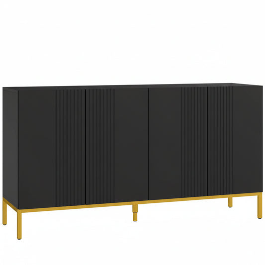 Buffet noir et doré design contemporain 140x40x75 cm - Le Faubourg Verlaine Maison